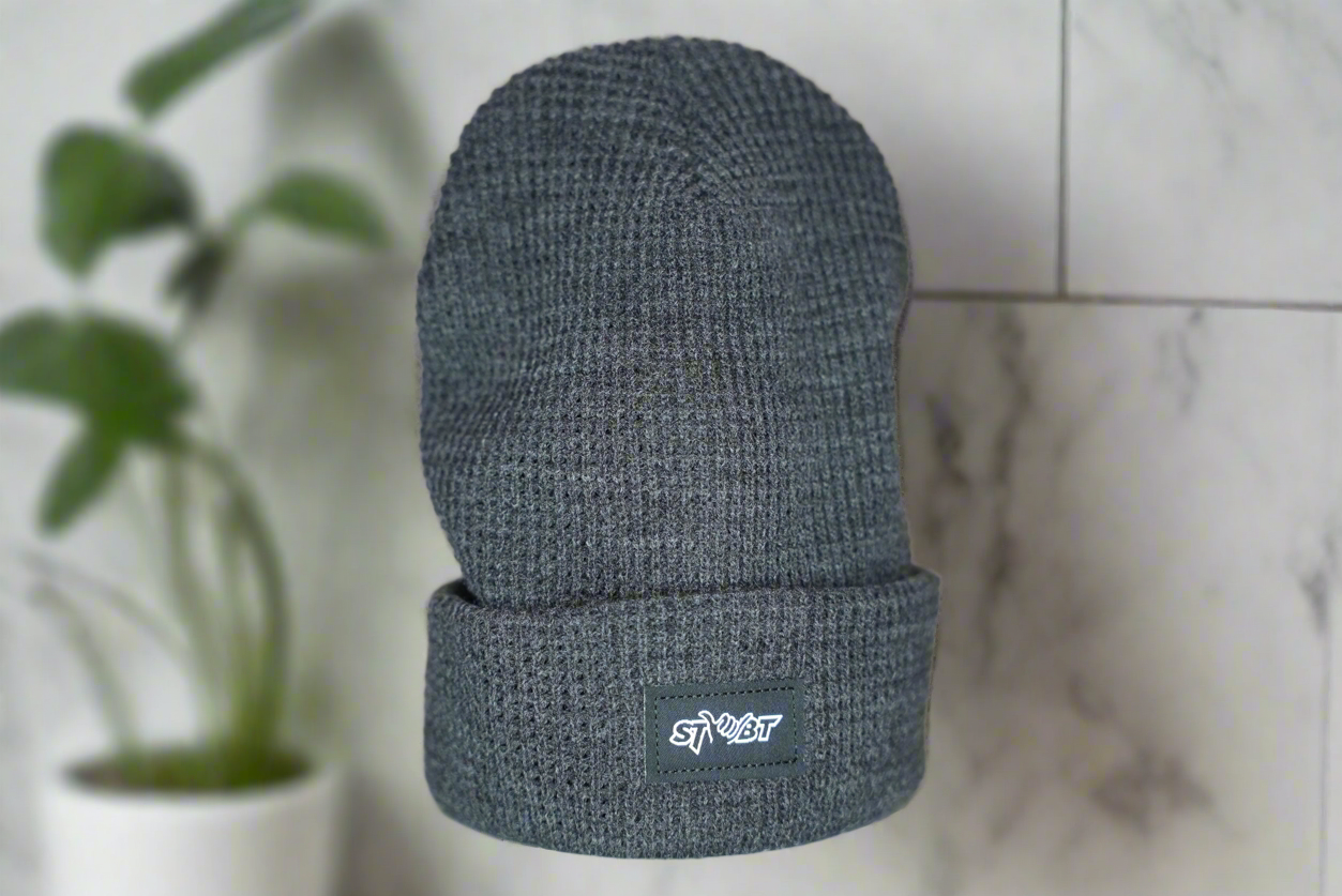 Dark Grey Waffle Knit Beanie