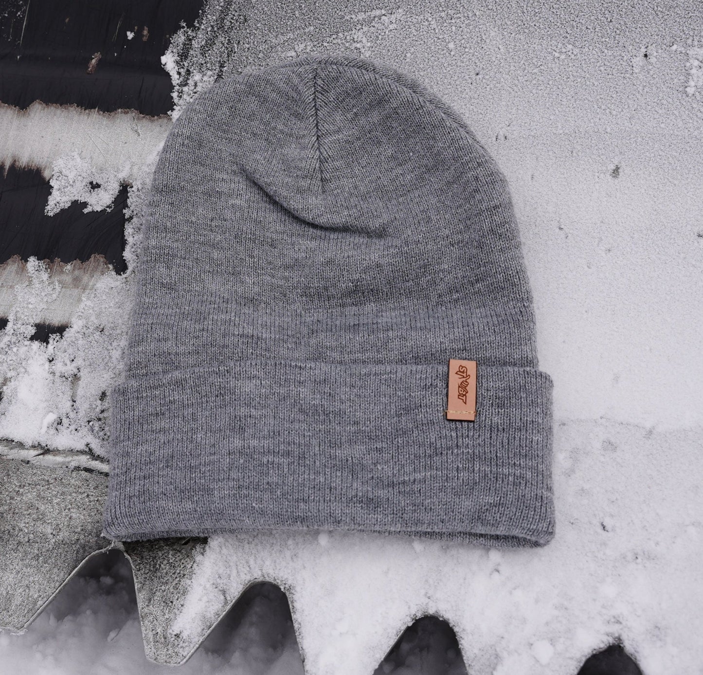 STMBT Leather Badge Heather Grey Staple Beanie